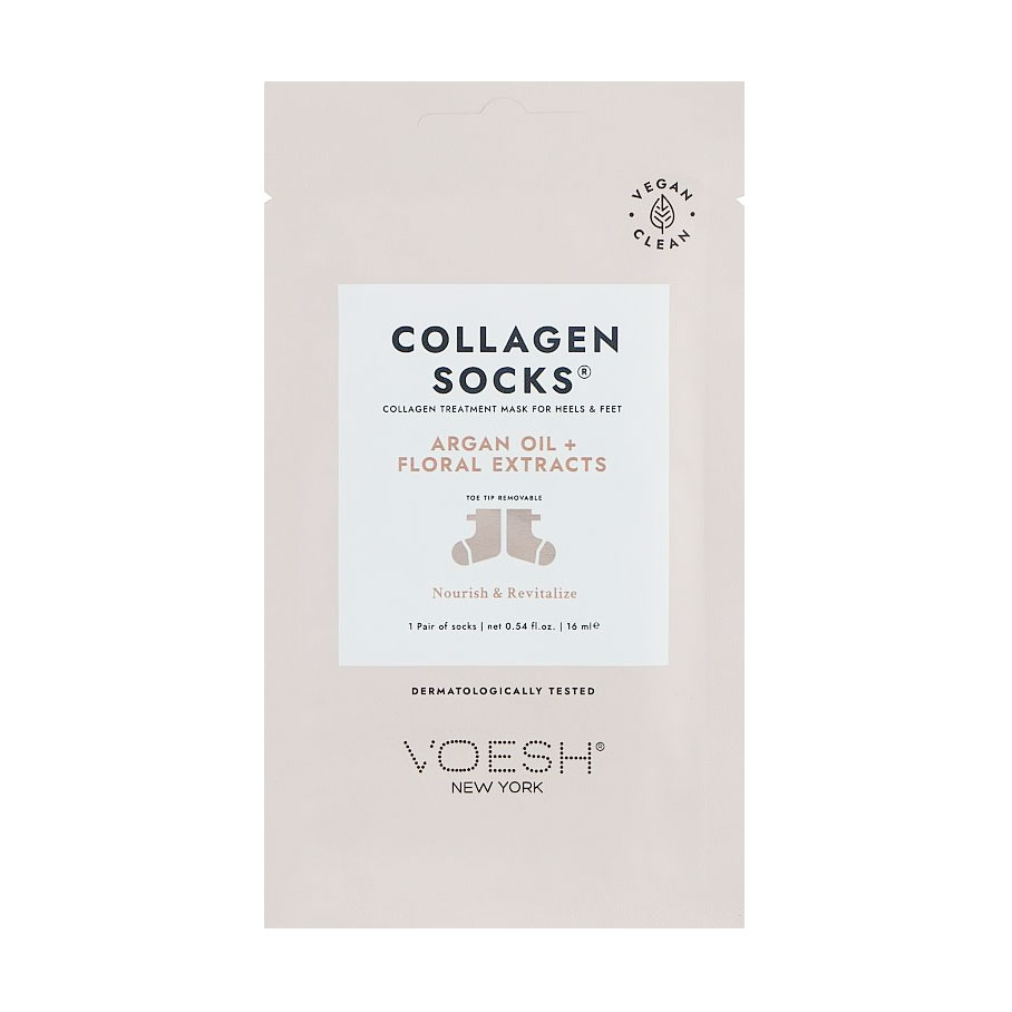 Колагенова маска-шкарпетки для п'ят та стоп VOESH Collagen Socks Collagen Treatment Mask з аргановою олією та квітковими екстрактами, 16 мл