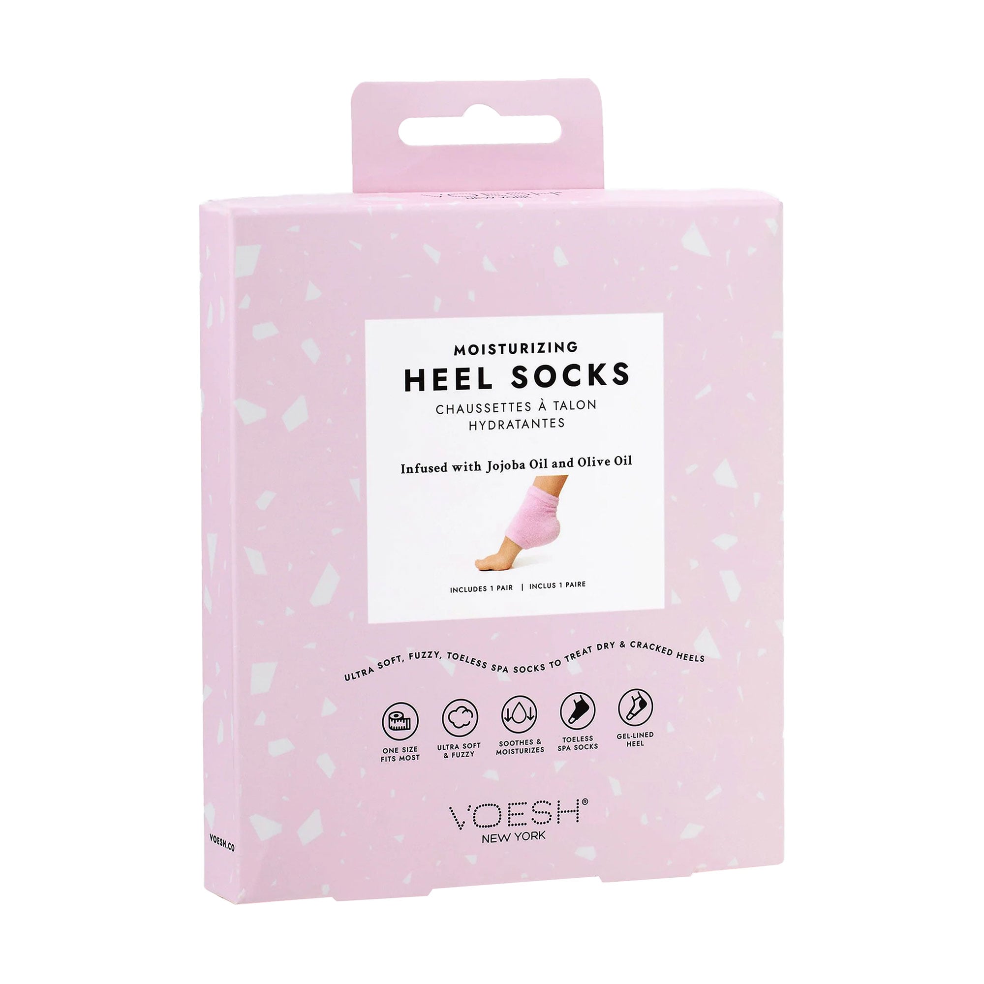 Зволожувальна маска-шкарпетки для п'ят VOESH Moisturizing Heel Socks Pink рожева, 1 пара